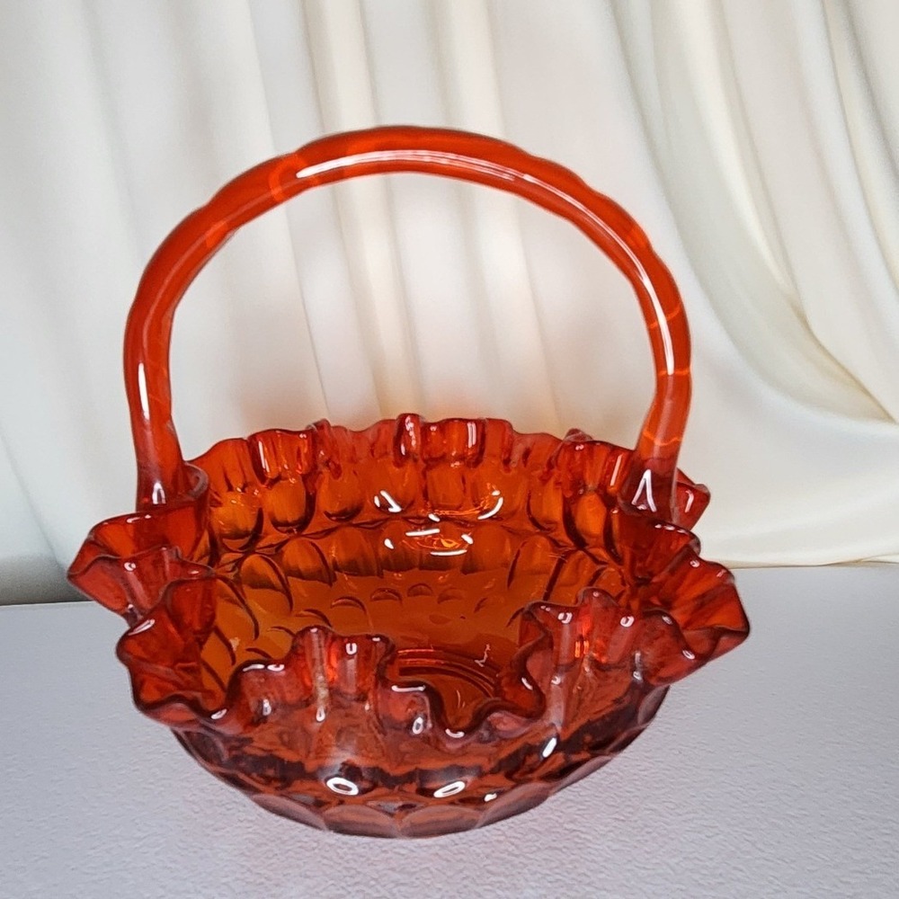 Fenton Amberina Thumbprint Basket